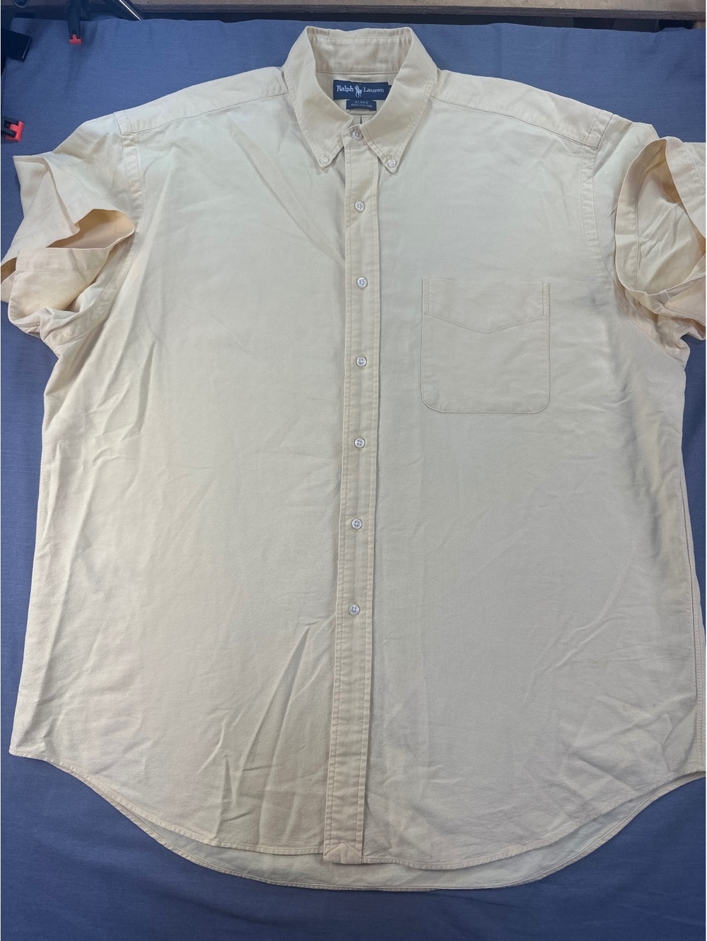 Vintage Y2K Ralph Lauren Blake 100% Cotton Short Sleeve Button Shirt XL Yellow
